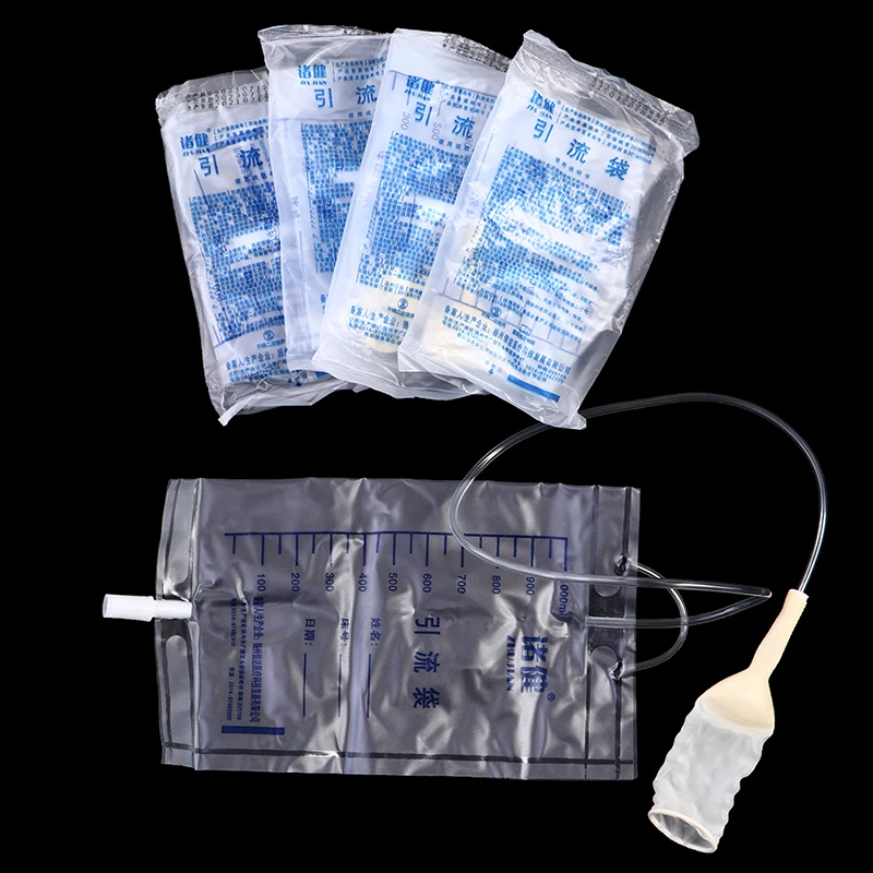 5 sztuk wielokrotnego użytku lateksowy medyczny rękaw typu torba na mocz męski drenaż cewnik torba 1000ML moczu kolektor torba pisuar Pee Holder