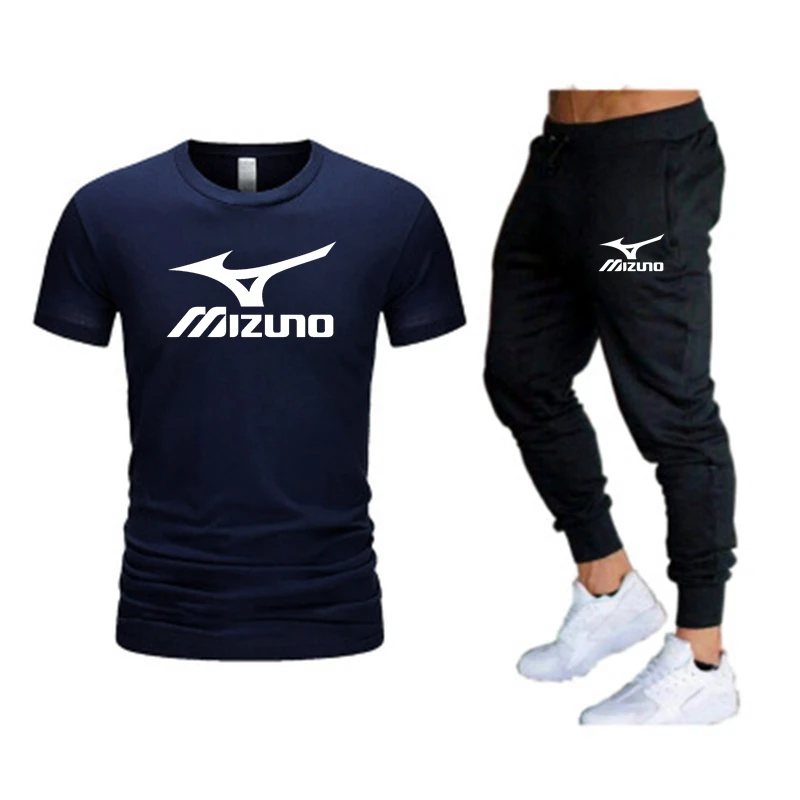 MIZUNO New Men's Brand Sportswear Shorts Set Short Sleeve Quick dry T-Shirt And Shorts Casual Wear Men's track and field Suit