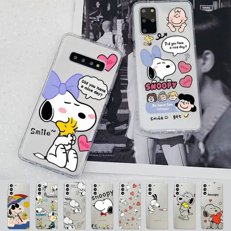 

BANDAI Cartoon Snoopy Phone Case for Samsung S20 S10 lite S21 plus for Redmi Note8 9pro for Huawei P20 Clear Case