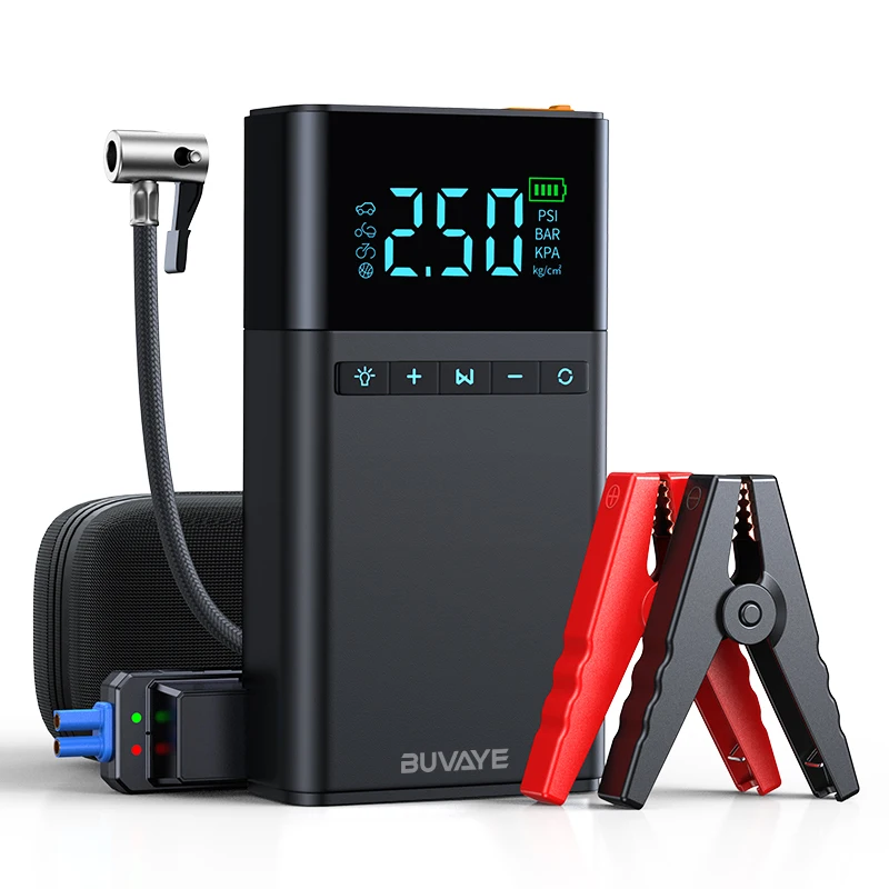 BUVAYE 12000 мАч Автомобильный стартерный воздушный насос Портативный компрессор 12 В