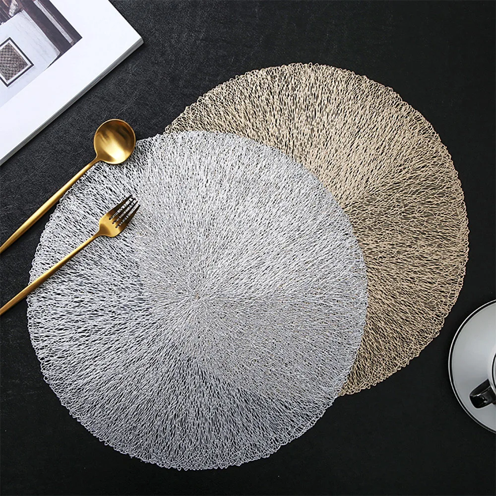 

Table Mat Hibiscus Flower Bronzing PVC Placemat Hollow Insulation Coaster Pads Table Bowl Home Christmas Decor Heat Resistant