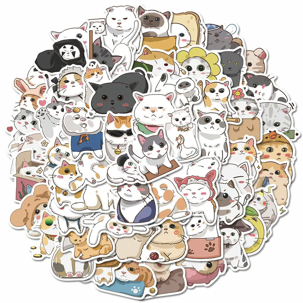 

62Pcs Cute Cats Sticker for Refrigerator Mobilephone Tablet Cup Computer Suitcase Notebook Ipad Stationery Personalized Stickers