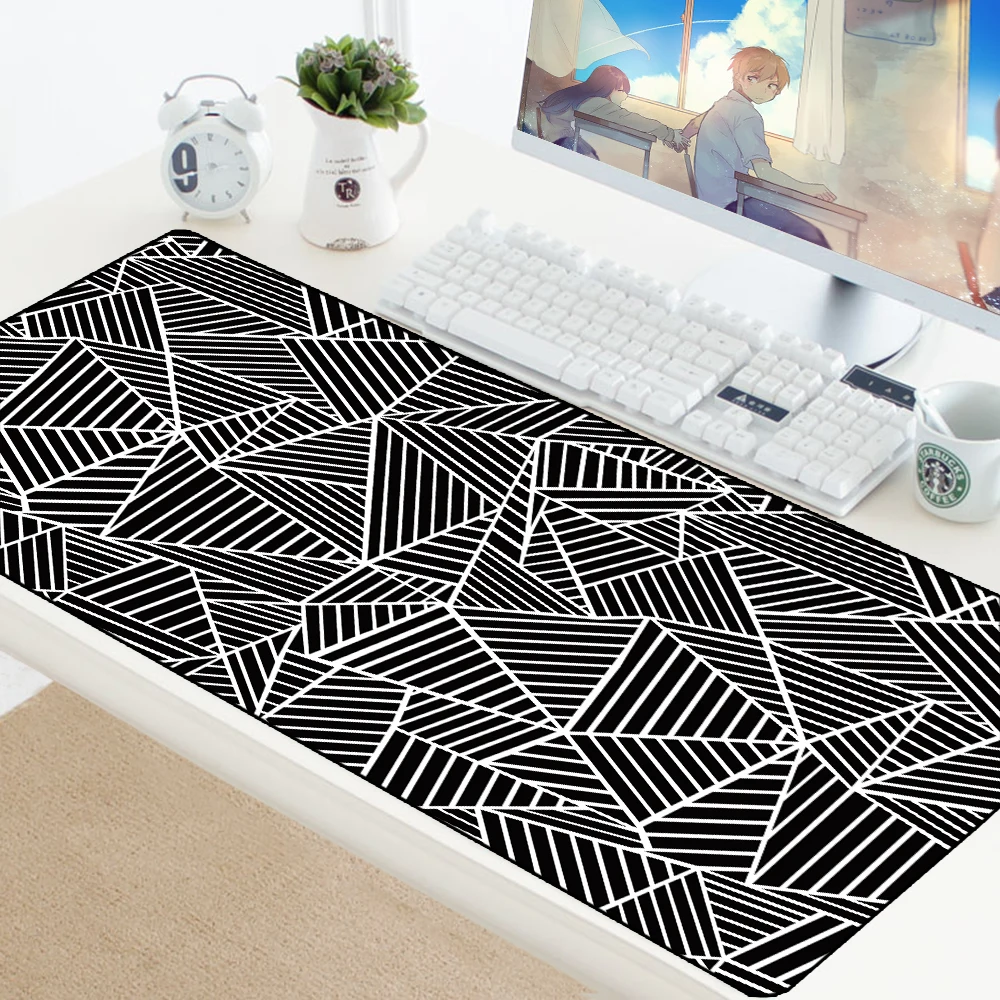

Rhombus Abstract Black White Mouse Pad 900x400mm XXL Gaming Padmouse Gamer Laptop Keyboard Mouse Mats For Computer Accessories