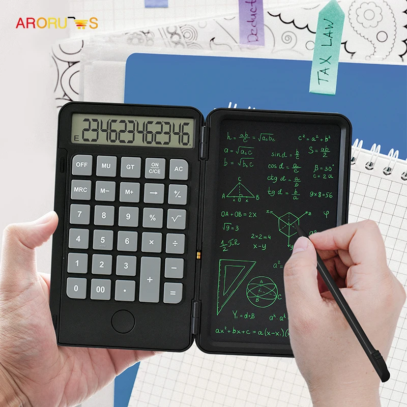 6.5 Inch Portable Calculator LCD Writing Tablet Digital Drawing 12 Digits Display With Stylus Pen Clear Button And Lock Function