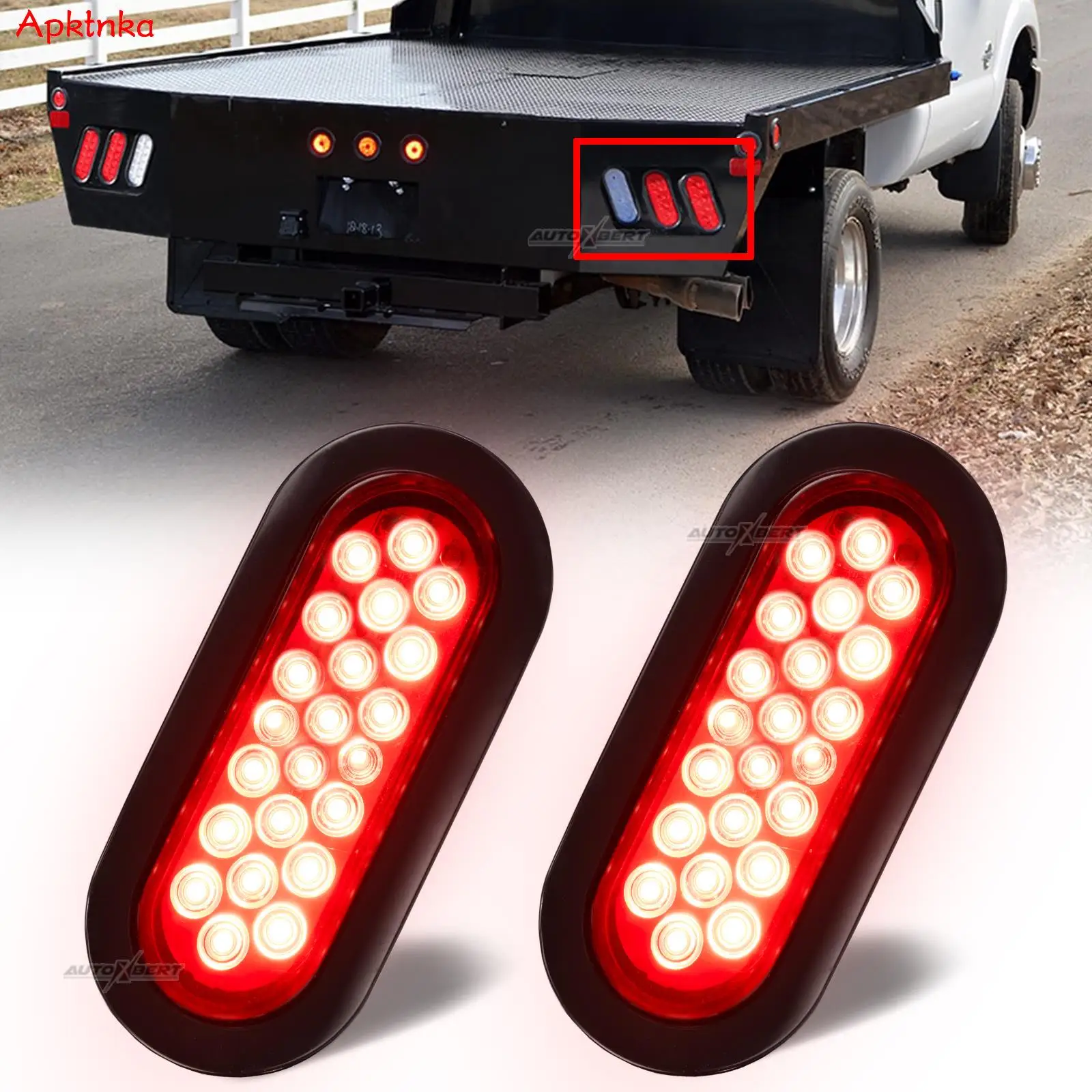 

2Pcs 6" 12V Oval Led Turn Trailer Tail Light Red 22 LED Waterproof Brake Stop Lamp For Truck RV Boat UTE UTV Caravan Van Pickup
