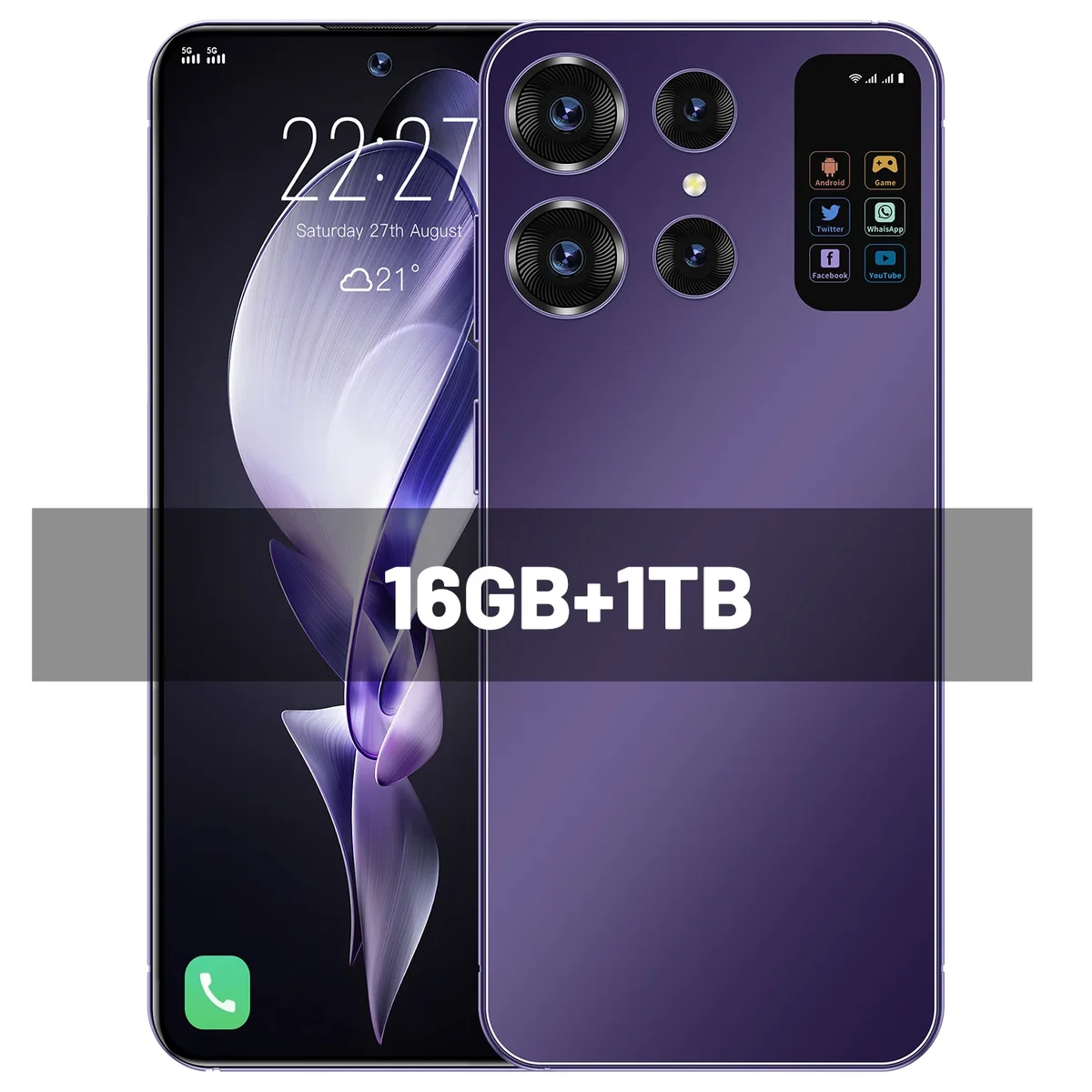 Смартфон Android S24 Ultra, 16 ГБ + 1 ТБ, разблокированные мобильные телефоны