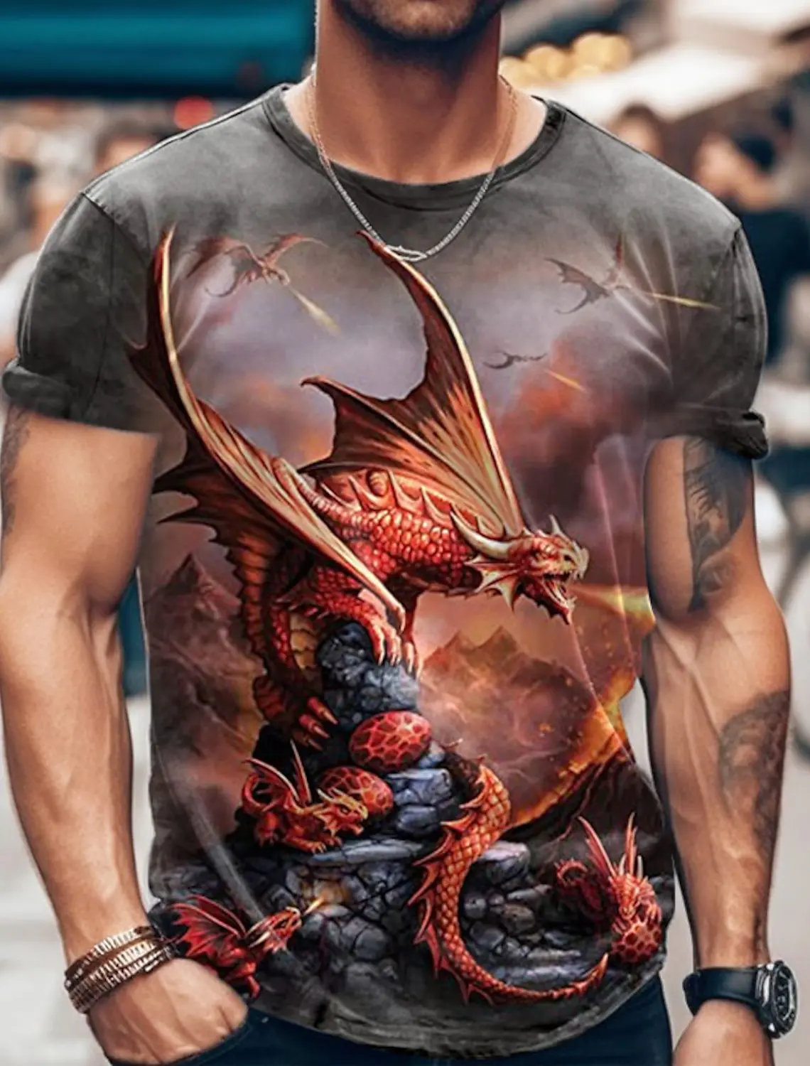 

3D men's clothing pattern T-shirt printing summer casual fashion short sleeved top