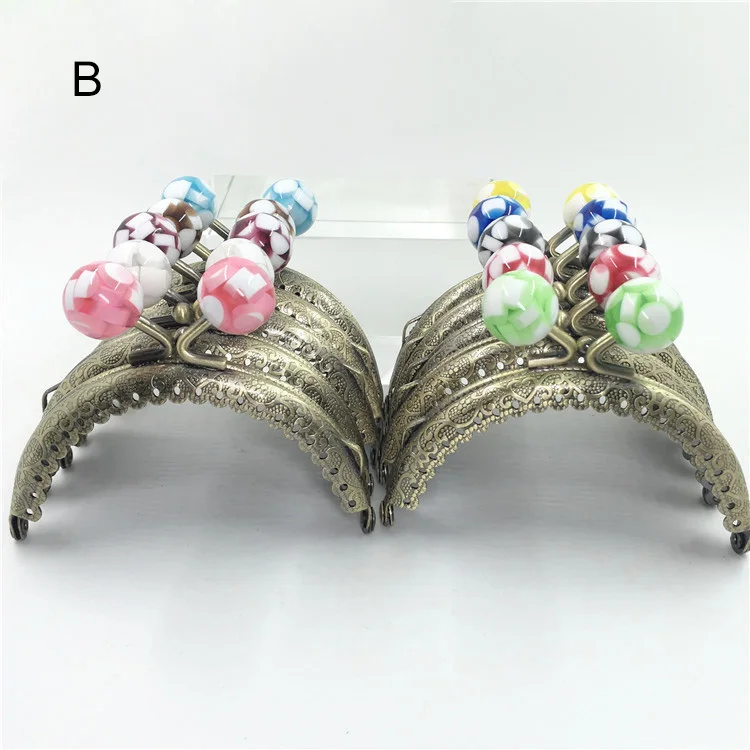 10pcs 8.5cm Round Metal Purse Frame Handle for DIY Making Clutch Bag Handbag Accessories Candy Head Kiss Clasp Lock