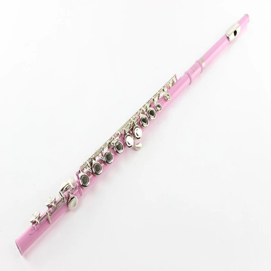 Wind instrument color flute 16 hole closed hole C flute pink B tail E key nickel silver flute