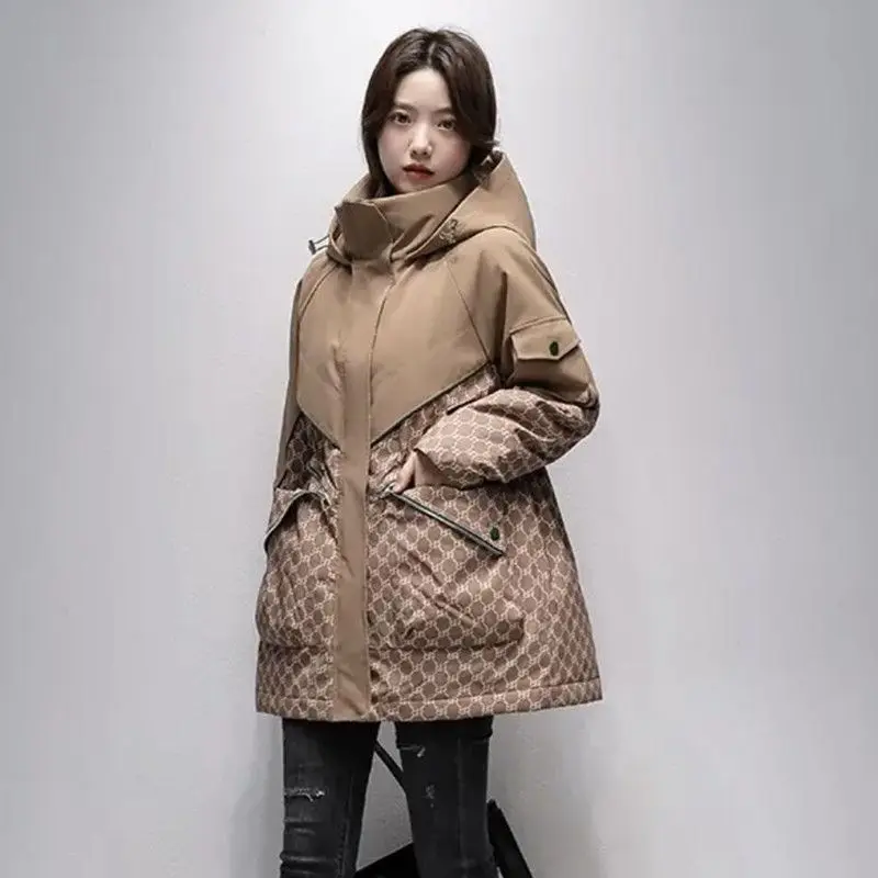 Winter 2022 New Down Cotton-padded Jacket Women's Long Waist Joker Coat Winter Padded Warm Parker Clothing Tide