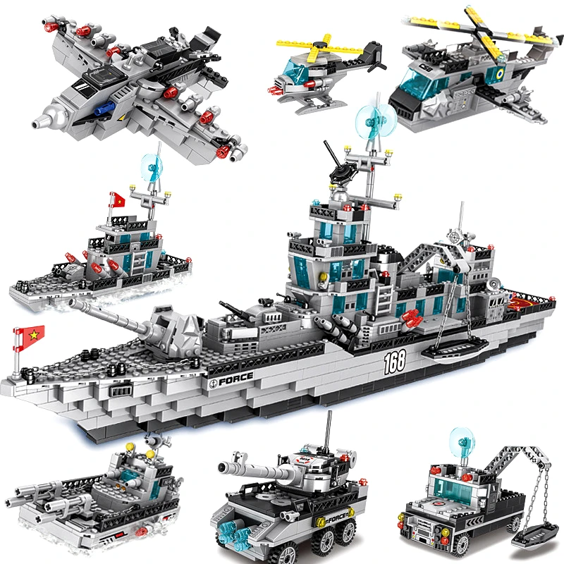 

29in Military Battleship Bricks Missile Destroyer Aircraft Carrier Warship Building Blocks Construction Toys Gifts for Children