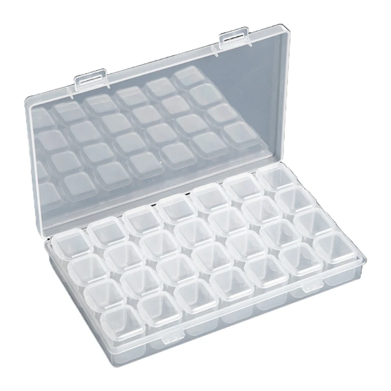 

Colorful / Transparent 28 Grid with Cover Nail Tools Storage Box for Diamond Painting Storage Containers DIY Manicure