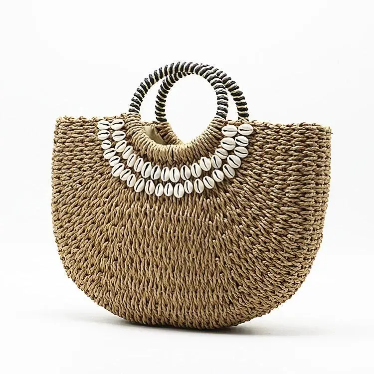 

2023 New Shell Moon Bag Portable Straw Braid Braid Luxury Designer Purses And Handbags Bolsa Feminina
