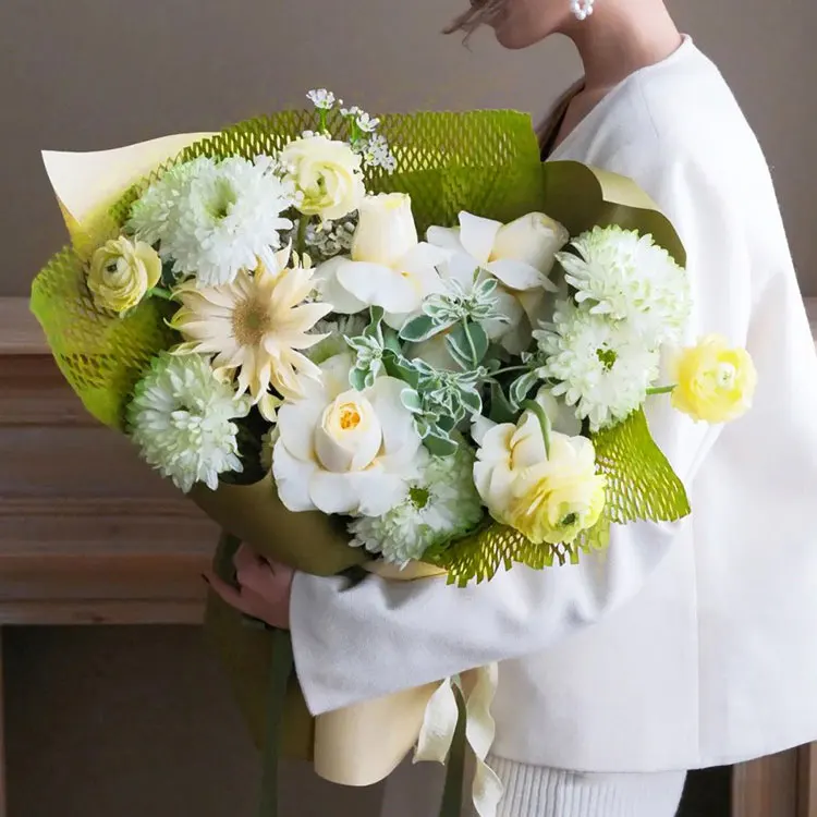 

9m Honeycomb Roll Bouquet Wrapping Paper Grid Cutout Rose Lily Flower Lined Paper Floral Arrangement Party Favors Packageing