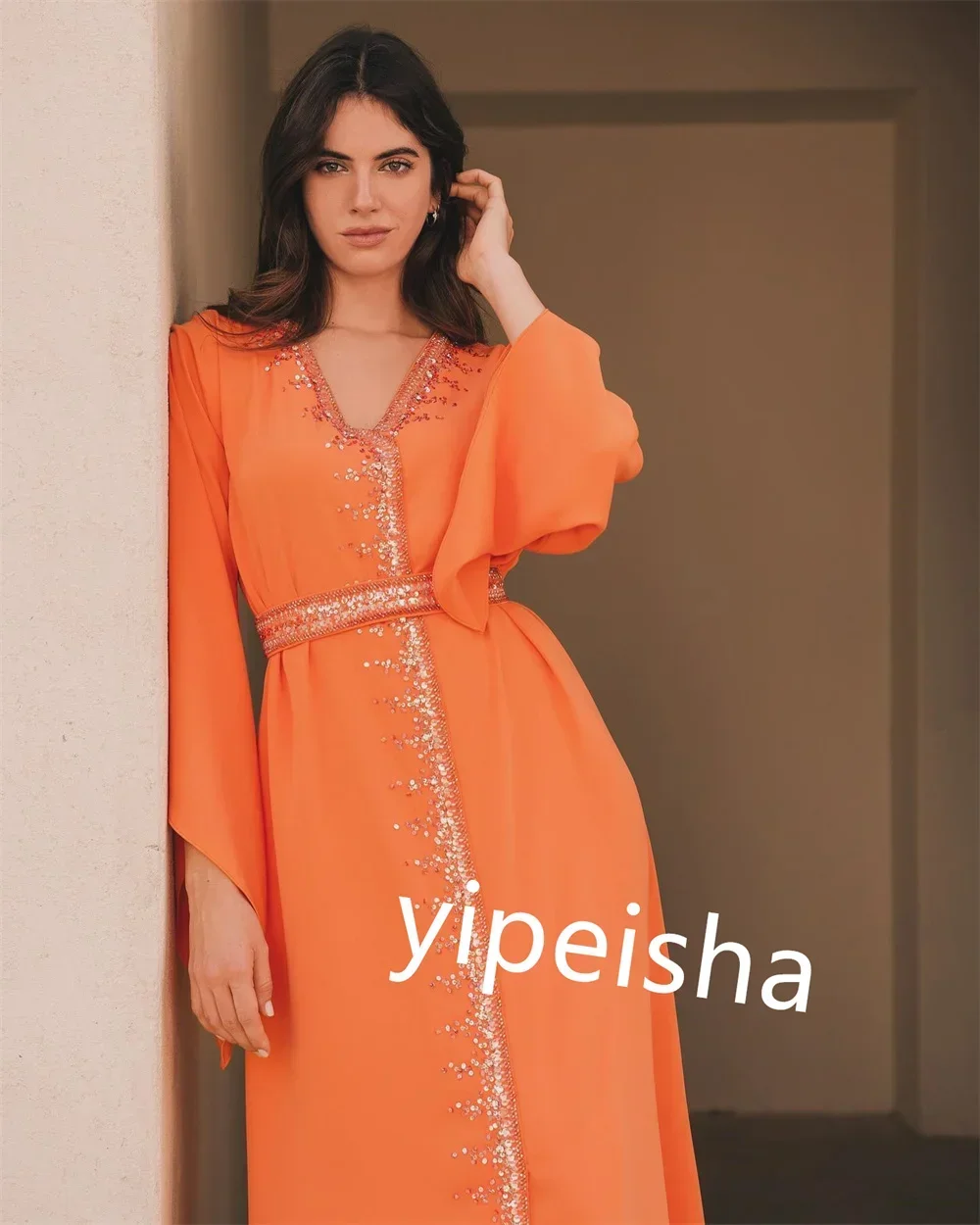 Изысканные шифоновые плиссированные блестящие трапециевидные длинные платья с