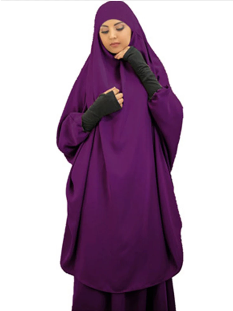 Eid Muslim Women Hijab Long Khimar Prayer Garment Djellaba 2 Piece Jilbab Set Abaya Ramadan Gown Dubai Arab Niqab Burka Jubah