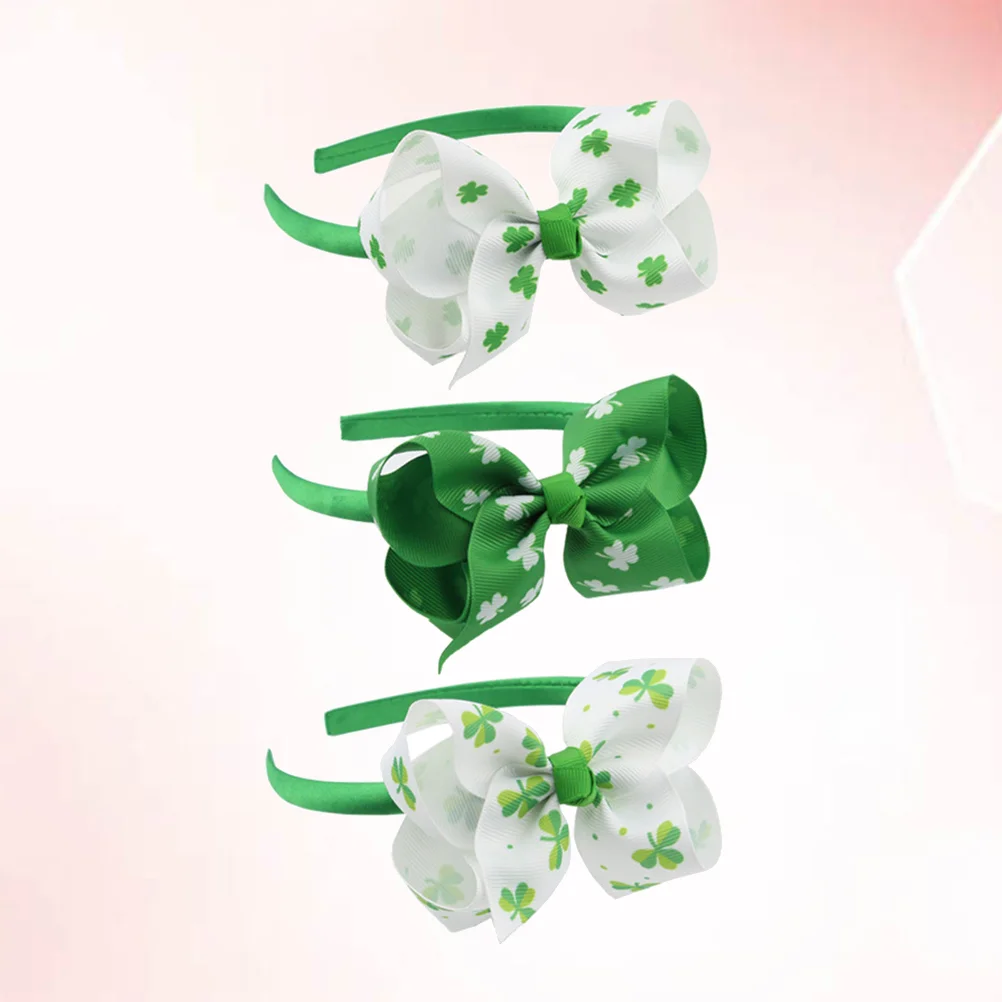 

3 Pcs Children StPatrick's Day Shamrock Bow Headband Bowknot Headband Headdress (01/02/03)