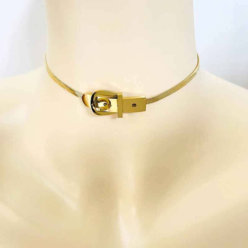

316L Stainless Steel Jewelry Punk Fashion Blade Chain For Men Gold Necklace Belt Buckle Pendant