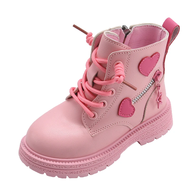 Girls Fashion Versatile Casual Korean Style Heart Decoration Kids Sweet Princess 2023 Spring and Autumn New Ankle Boots Non-slip enlarge