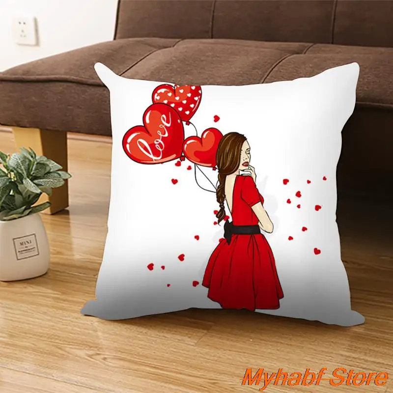 

Красная Женская декоративная подушка в виде прицепа на День святого Валентина для украшения отеля, наволочка для дивана в гостиную, наволочка 45*45 см