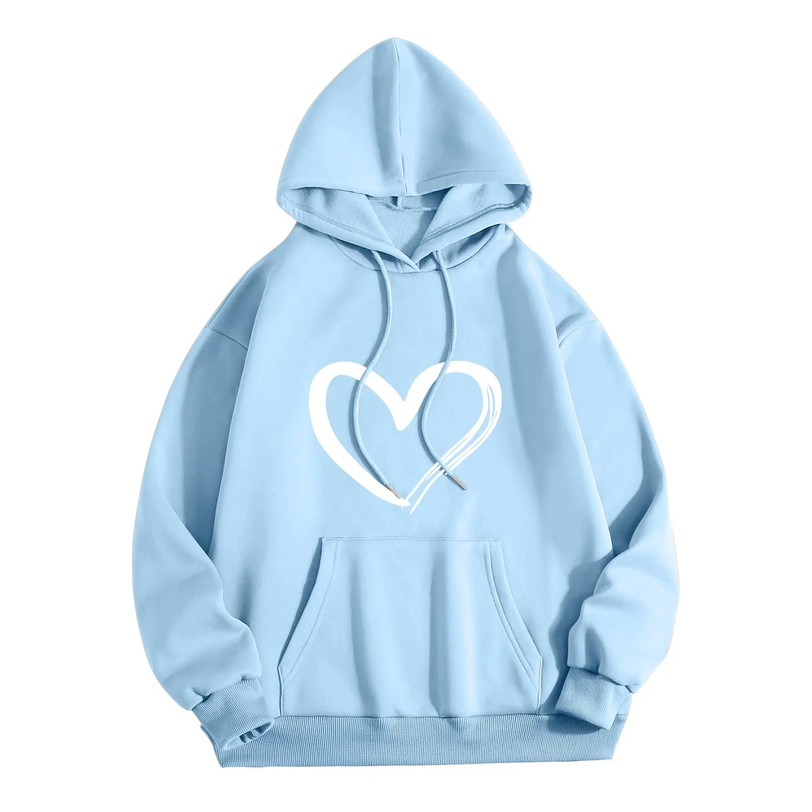 

Hip Hop Heart Print Hoodies Women Harajuku Oversize KoreanSweatshirts Hooded Tops Oversize Drawstring Pockets Blouses Tops