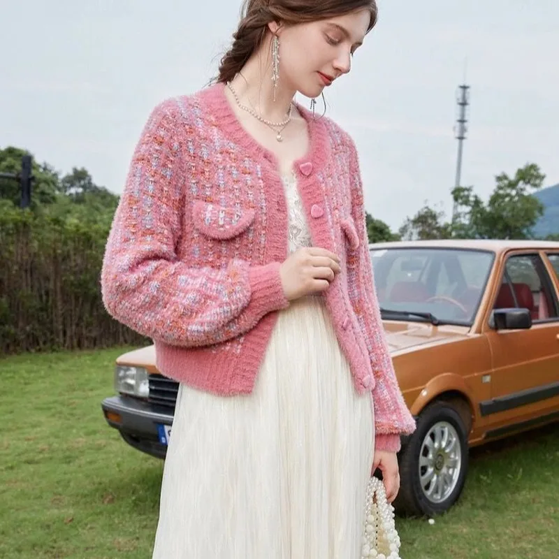 

Вязаный женский Кардиган, Свитер оверсайз с длинным рукавом, свободные Весенние теплые женские свитера, модные топы