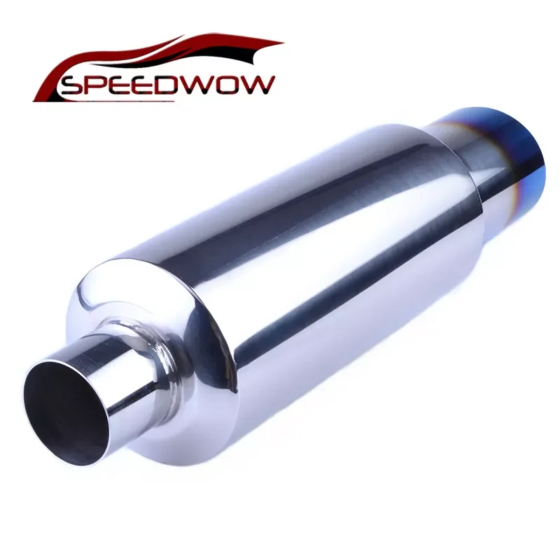 

Muffler Exhaust Pipe Polished Stainless Steel Blue End/Burnt Tip Silencer 2.0 "inlet to 3"outlet Exhaust tip Muffler