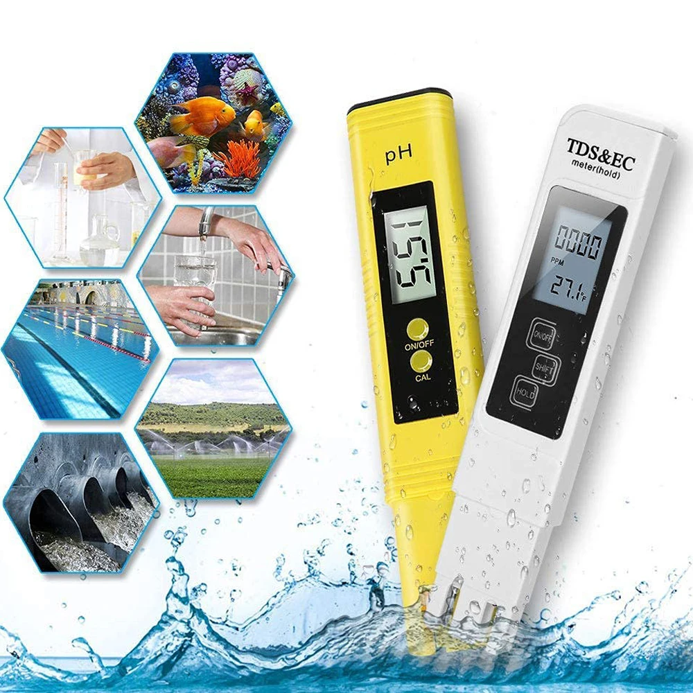 

TDS Meter Digital Water Tester High Accuracy Digital 0-14 PH Meter Tester 0-9990ppm TDS&EC LCD Water Purity PPM Aquarium Filter