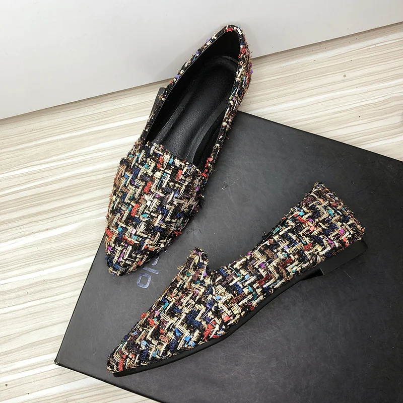 

Ladies Shoes Color Matching Single Shoes Women's Flat Shoes Zapatos De Mujer Versatile Pointed Loafers Women Large Lolita Shoes