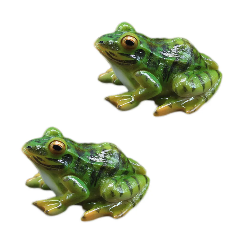 

2Pcs Resin Frog-shape Ornaments Frogs Figurines Bonsai Decorative Frogs Statues