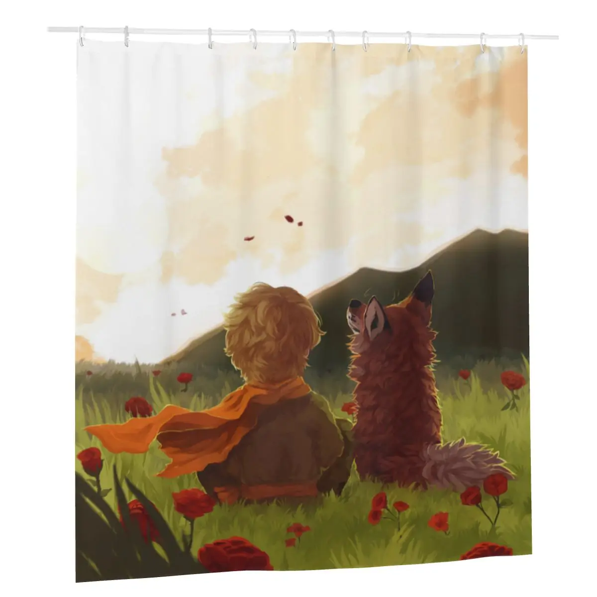 

The Little Prince Art Shower Curtain Bathroom Bath Curtain Fox Rose Classic Fairy Tale Printing Polyester Waterproof Curtains