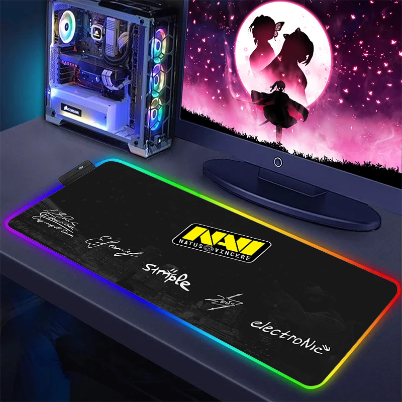 

Gaming Mouse Pad Gamer Navi Natus Vincere Rgb Mousepad Xxl Deskmat 40x90 Backlit Pc Accessories Led Keyboard Pads Rubber Mat
