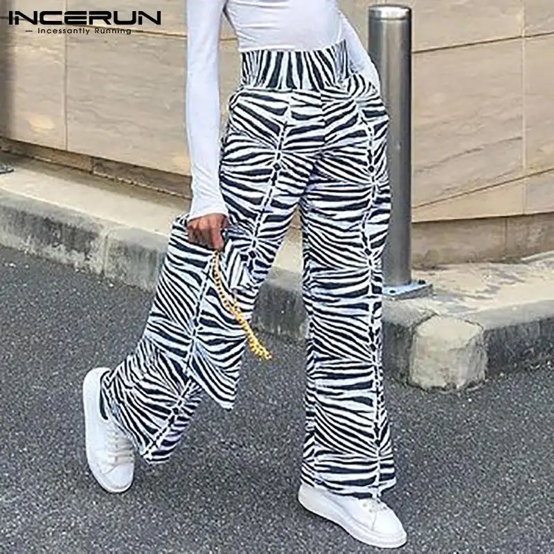 

Men Casual Pants High Waist Printed Joggers Pockets Loose Pantalon 2022 Streetwear Leisure Men Straight Trousers S-5XL INCERUN