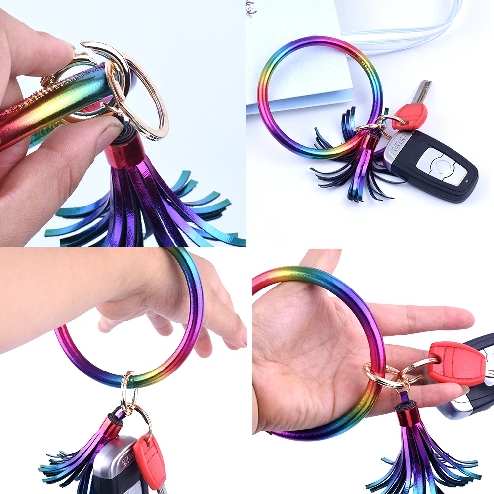 Новый модный многоцветной брелок с кисточками эмаль искусственная кожа о-брелок