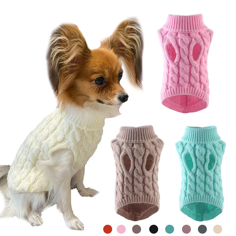

S-XL Dog Clothes Winter Warm Sweaters Fashion High Collar Pet Clothing Sweater Vest for Small Dogs Cats Puppy Costumes Supplies