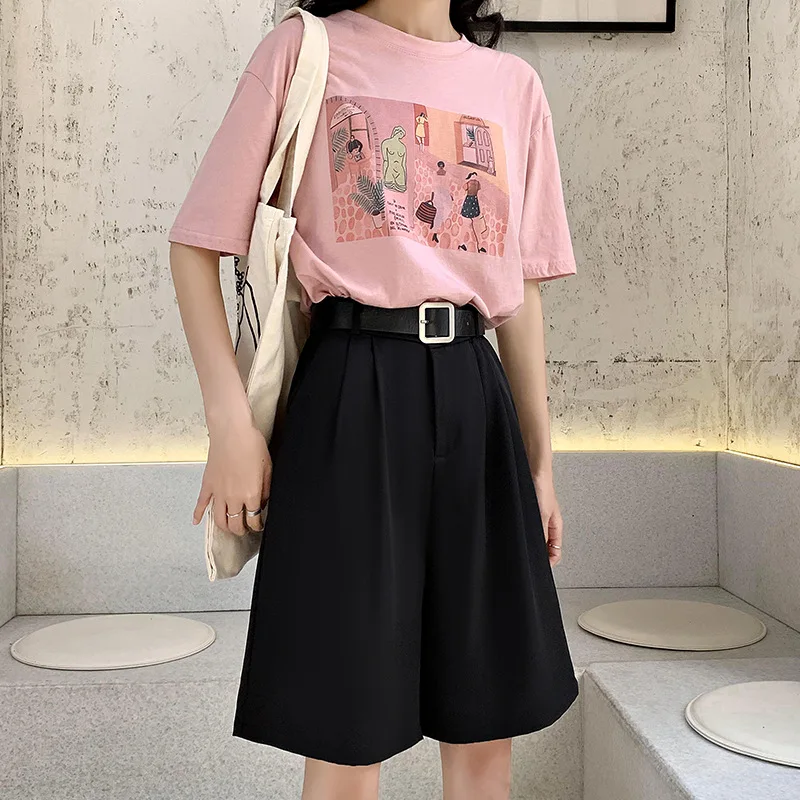 

Ladies Short Sexy Office Wear Shorts Casual Black Plus Size Formal Dress Suit Shorts Girls Loose Wide Leg Cropped Trousers Xxl