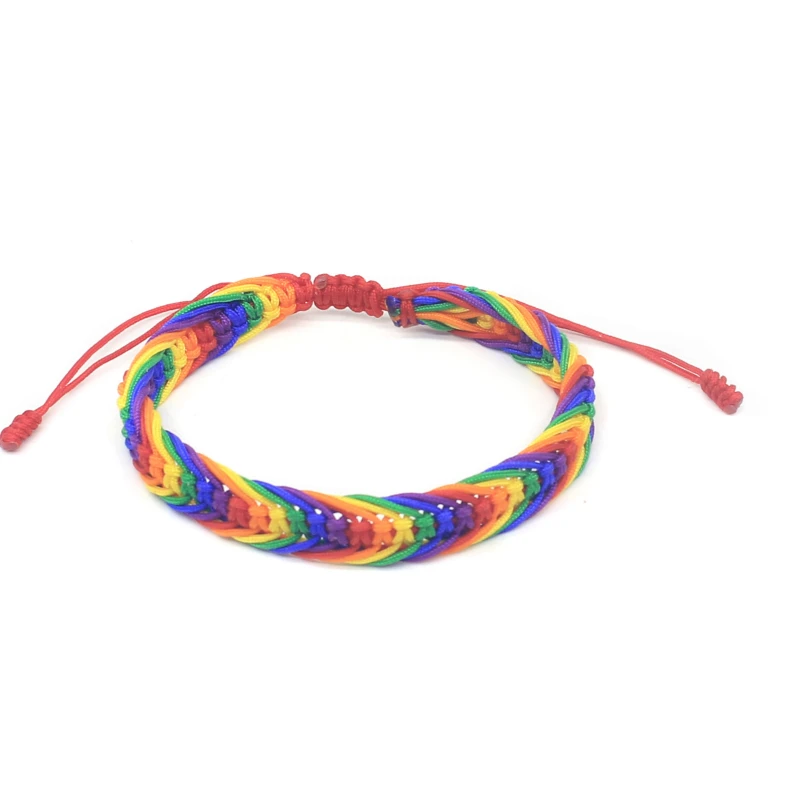 50 Pieces LGBT Rainbow Rope Bracelets For Couple Gay Women Men Handmade Woven Braided String Friendship Lover Pride Wristband