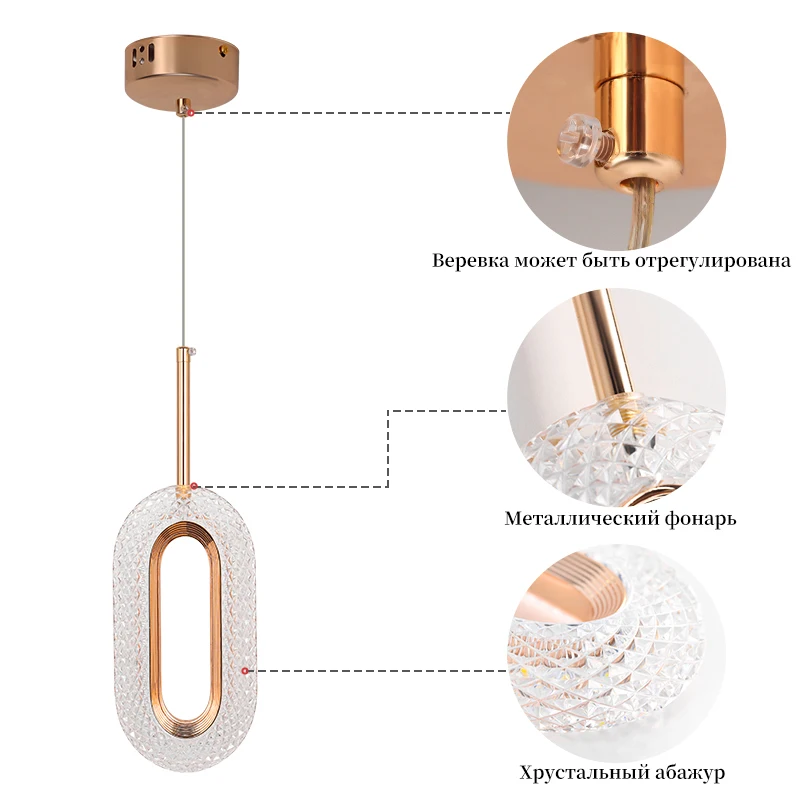 Modern Led Crystal Pendant Lamp for Bedroom Bar Pendant lights Bedside Hanging Lamps Nordic Chandelier Indoor Lighting Fixtures