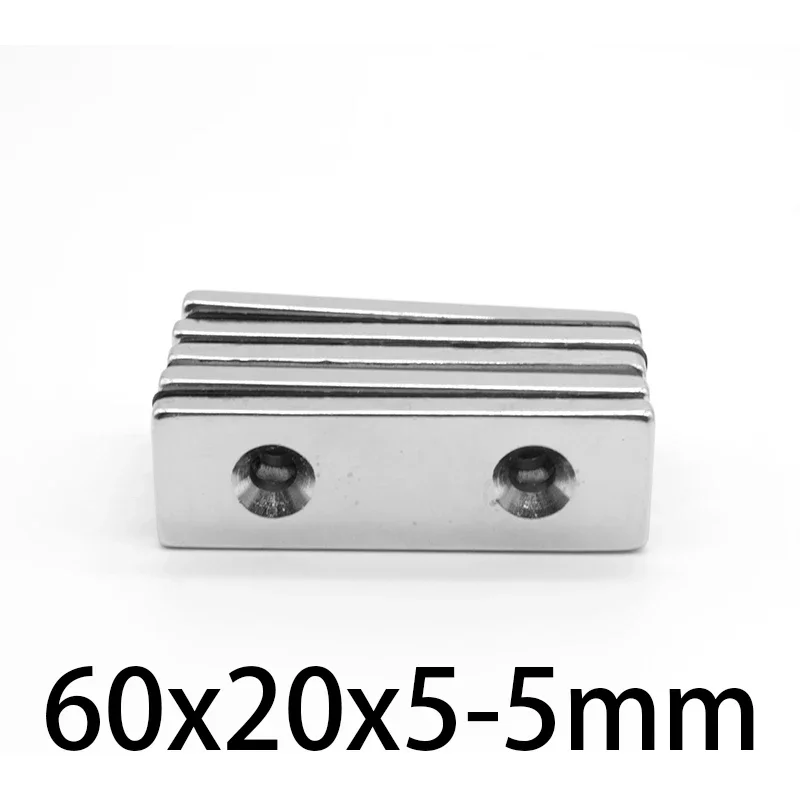N35 60x10x5-5 60x20x5-5 Блоковые магниты с потайной головкой и полосой двумя отверстиями