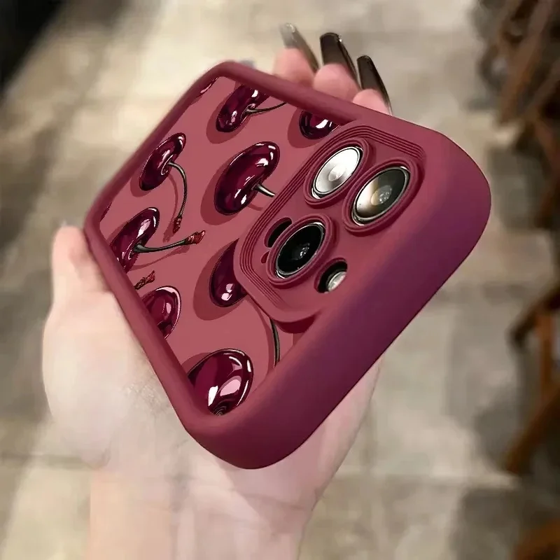 Фото Чехол Retro Wine Red Cherry для OPPO Reno 13F 12F 11F 8 10 11 12 13 14 Pro 5G Reno 7 4G 5 6 Lite A79 A78 A58 A77 A57 A98 A38 A18 №3