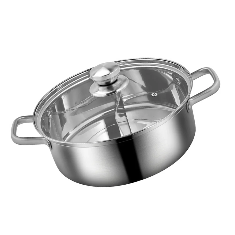 

Stainless Steel Mandarin Duck Pot Japanese Frying Pot Soup Pot Cooking Utensils Hot Pot Divider Tempered Glass Nabe Pot
