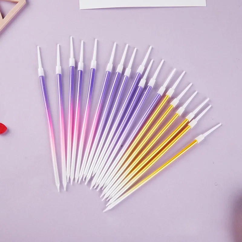 

6Pcs/set Gradient Colored Slim Thread Candles Birthday Cake Topper Blue Wedding Party Dersset Cupcake Baking Supplies Decoration