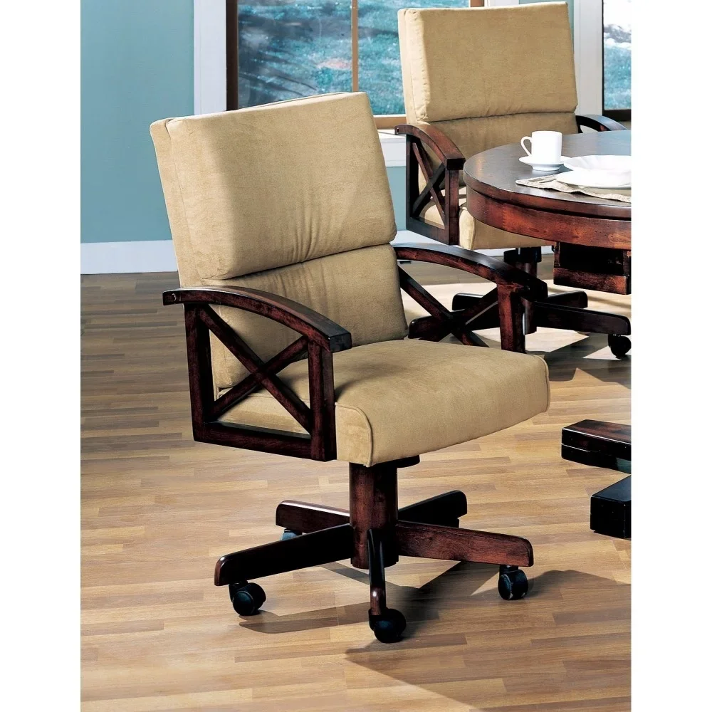 

Snug Upholstered Arm Game Chair , Brown- Saltoro Sherpi