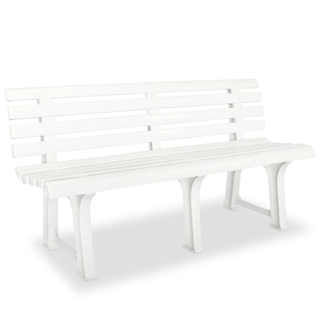 

Garden Bench, Plastic Outdoor Seat Chair, Patio Furniture White 145.5 x 49 x 74 cm