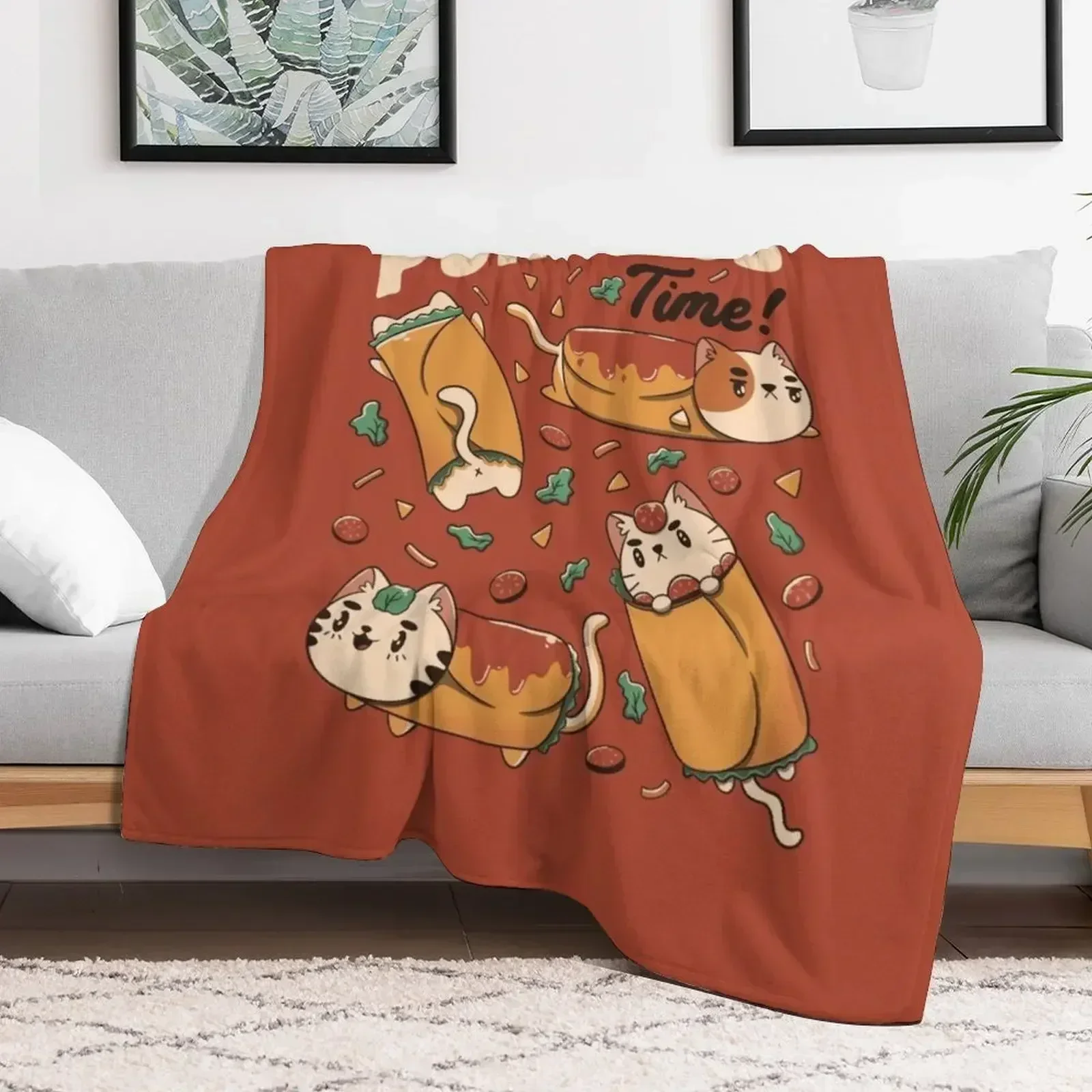 Purritos Time Burrito Cat Забавная мексиканская еда от Tobe Fonseca Плед Модные диваны Роскошные