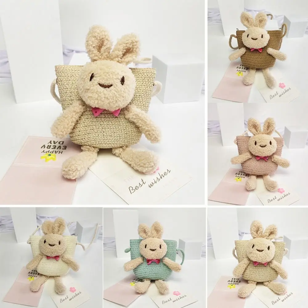 Соломенная Сумка С Рисунком Кролика Для Девочек Летний Кошелек Монет На Молнии