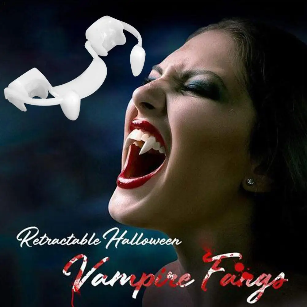 

New Halloween Cosplay Retractable Vampire Teeth Dentures Zombie Teeth Small Tiger Teeth Vampire Fangs Horror Bloody Party Props