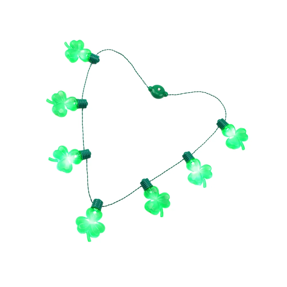 

2 Pcs Green Beaded Necklace Green String Lights Light Necklace Nativity Decor Decorate Four Leaf Necklace Necklaces Women