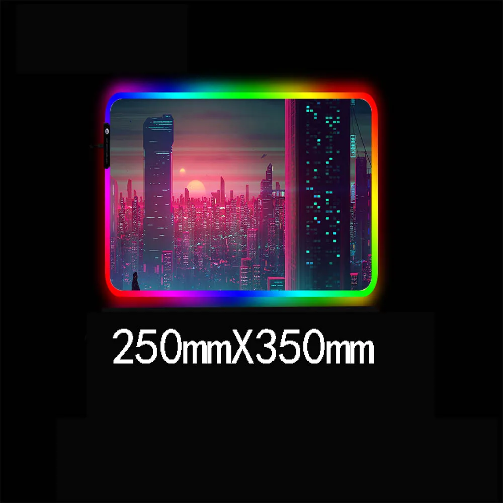 Игровой коврик для мыши Sunset City HD обои RGB размер XXL настольный мини-ноутбук со