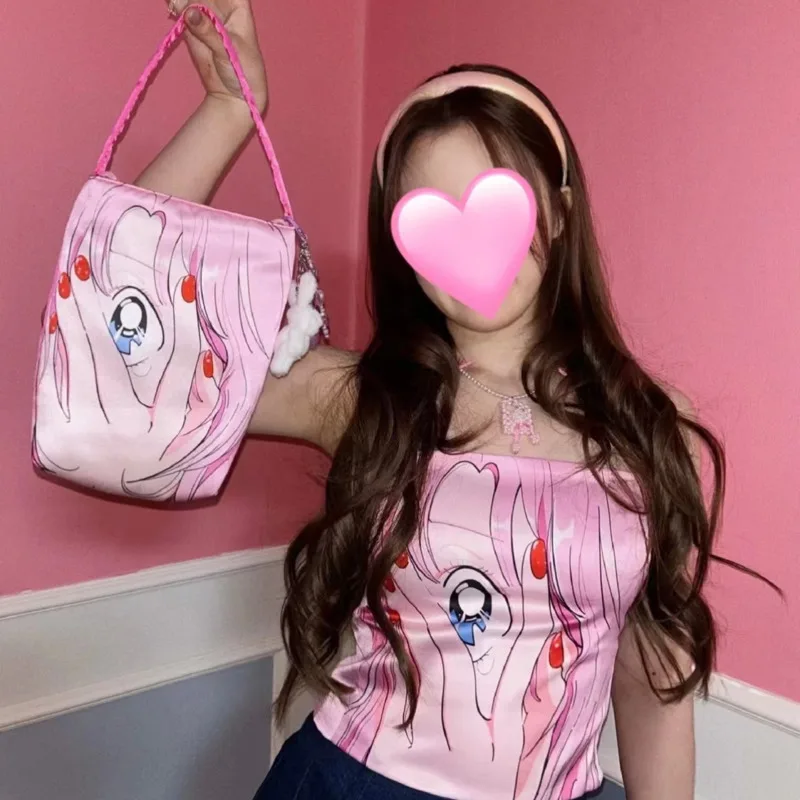 

Сумка Tsukino Y2k с мультипликационным рисунком, повседневная Сумочка на плечо в Корейском стиле, модные классические сумки через плечо в японском стиле